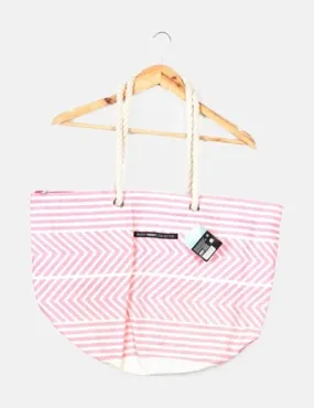 Pink printed oversized purse.