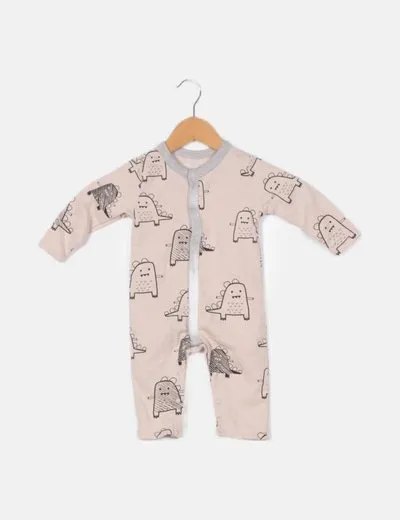 NoName Pijama beige estampado dinosaurio