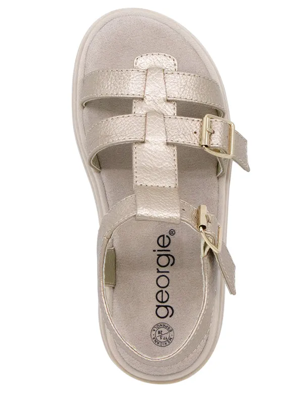 Sandalias Doradas Para Niña Doble Hebilla Georgie Boy
