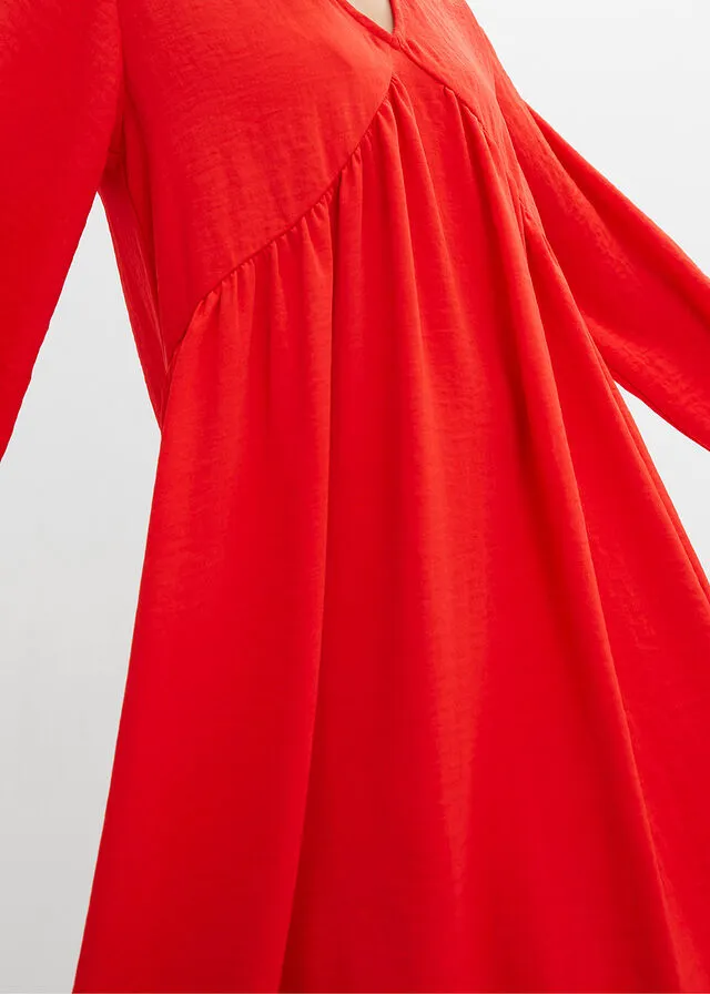Strawberry red midi dress