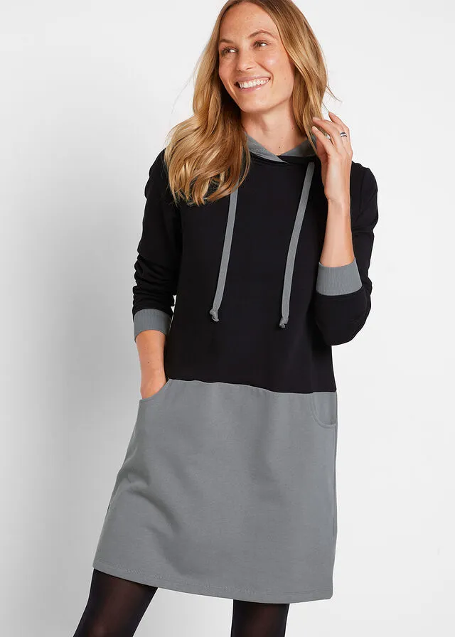 Sweatshirt Style Gray-Black Dress - Shop Now.